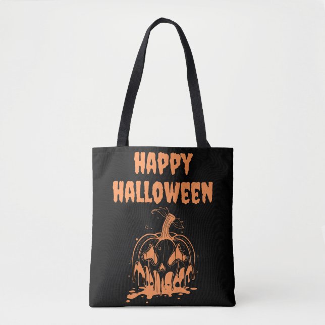 Bolso De Tela Calabaza Naranja de derretimiento de Creepy Feliz  (Anverso)