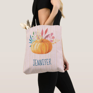 Bolso De Tela Calabaza naranja en Personalizado de franjas rosad
