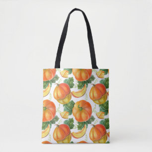 Bolso De Tela Calabaza naranja: Patrón veraniego-otoño.