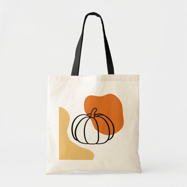 Bolso De Tela Calabaza otoñal con blob Naranja y forma abstracta (Frente)