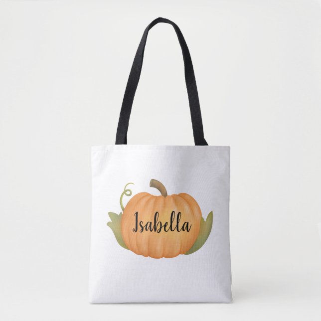 Bolso De Tela Calabaza otoñal personalizada (Anverso)