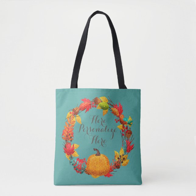 Bolso De Tela Calabaza otoño hoja otoño correa naranja marrón ve (Anverso)