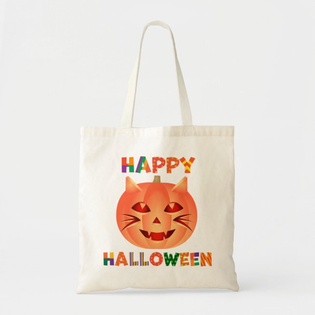 Bolso De Tela Calabaza para gatos de Halloween (Frente)