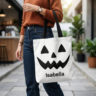 Bolso De Tela Calabaza Personalizada de Halloween Cara de Jack O