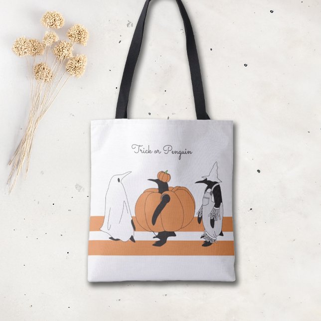 Bolso De Tela Calabaza Pingüino Cute Personalizado Funny Hallowe (Subido por el creador)