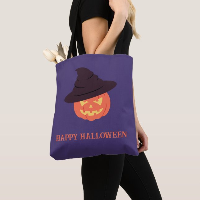 Bolso De Tela Calabaza retro feliz Halloween (Detalle)