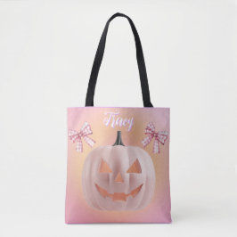 Bolso De Tela Calabaza rosa de Coquette con Personalizado de arc