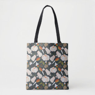 Bolso De Tela Calabaza sin soldadura patrón floral blanco y negr