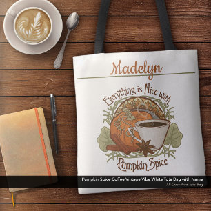 Bolso De Tela Calabaza Spice Coffee Vibe Vintage Nombre Blanco