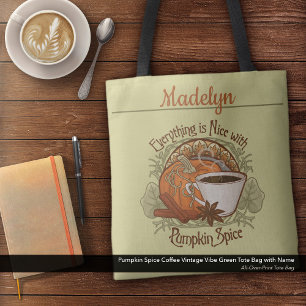 Bolso De Tela Calabaza Spice Coffee Vibe Vintage Nombre Verde