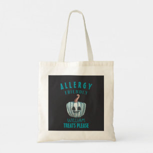 Bolso De Tela Calabaza Teal de Halloween Golosinas Amigables par