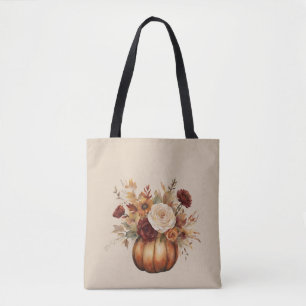 Bolso De Tela Calabaza y flores acuáticas en temporada de otoño
