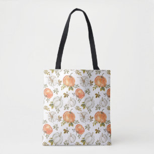 Bolso De Tela Calabazas acuarelas y patrón otoño de follaje