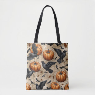 Bolso De Tela Calabazas, cuervos y el patrón de Halloween de los