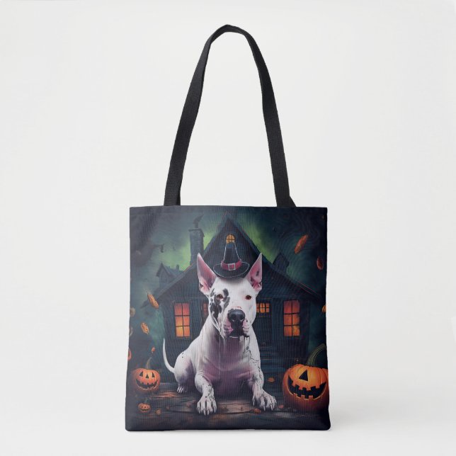 Bolso De Tela Calabazas de Bull Terrier Halloween dan miedo (Anverso)