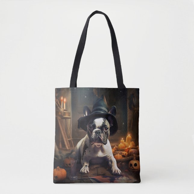 Bolso De Tela Calabazas de Bulldog francés asustan a Halloween (Anverso)