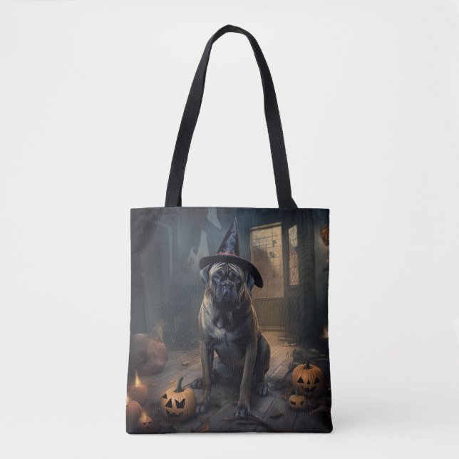 Bolso De Tela Calabazas de bullmastiff asustan a Halloween (Anverso)