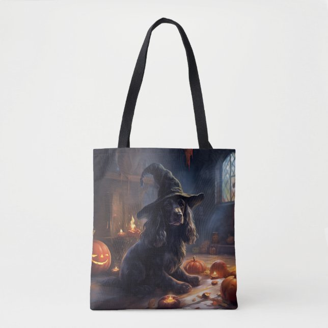 Bolso De Tela Calabazas de Cocker Spaniel Halloween Scary (Anverso)
