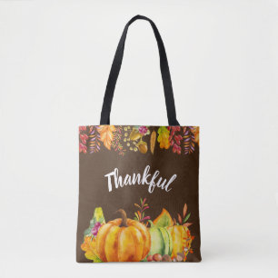 Bolso De Tela Calabazas de cosecha y otoño deja la frontera agr