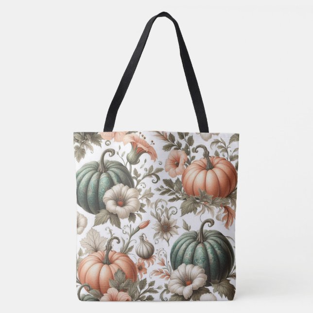Bolso De Tela Calabazas de flores (Anverso)