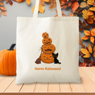 Bolso De Tela Calabazas de Halloween y gato negro