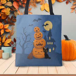 Bolso De Tela Calabazas de Halloween y gato negro