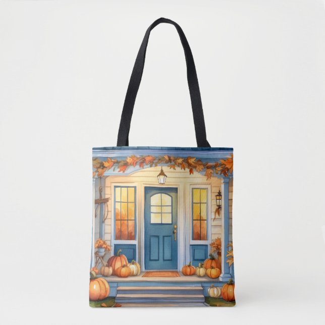 Bolso De Tela Calabazas de otoño de Halloween de acuarela (Anverso)