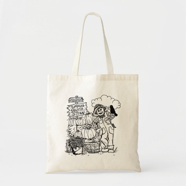Bolso De Tela Calabazas de venta de cuerdas y espantapájaros de  (Frente)