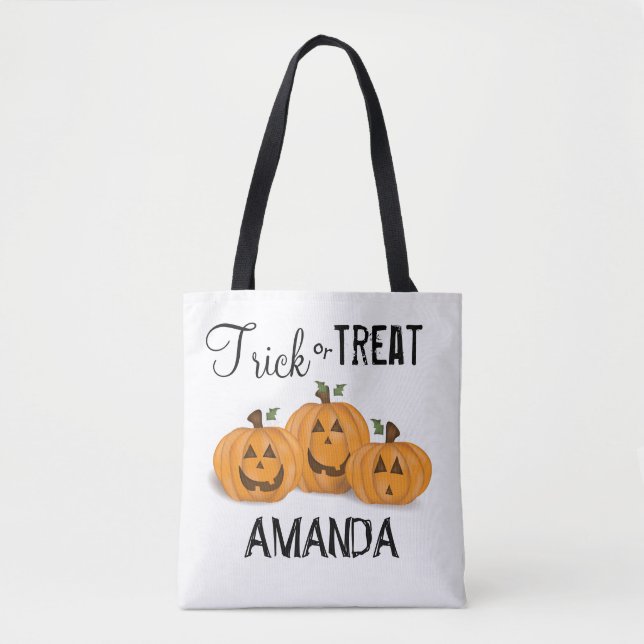 Bolso De Tela Calabazas divertidas de Halloween (Anverso)