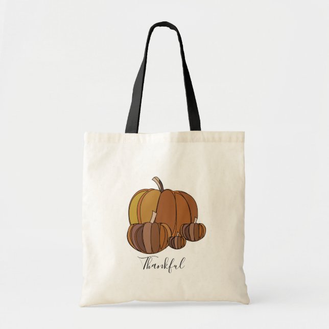 Bolso De Tela Calabazas en otoño cosecha Acción de Gracias (Frente)