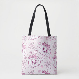 Bolso De Tela Calabazas, fantasmas y flores de Kawaii