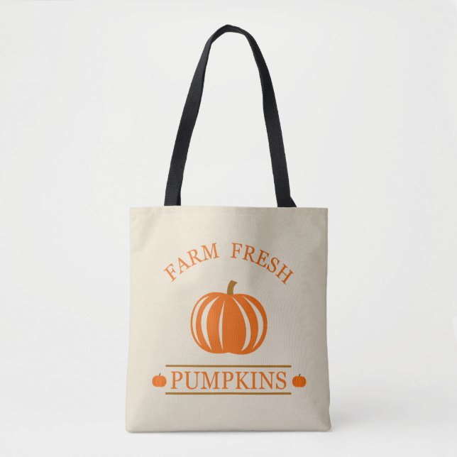 Bolso De Tela Calabazas frescas de granja otoño otoño (Anverso)