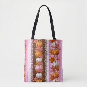 Bolso De Tela Calabazas otoñales y patrón sin foco floral (2)