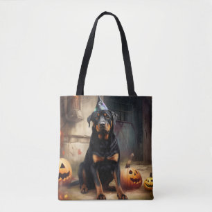Bolso De Tela Calabazas Rottweiler Halloween Espeluznantes