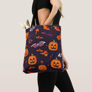Bolso De Tela Calabazas Y Bats Cubiertos