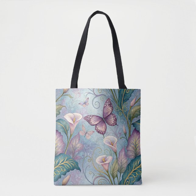 Bolso De Tela Calas y mariposas de primavera (Anverso)