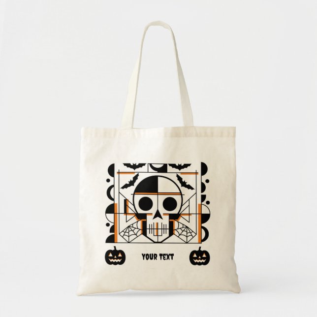 Bolso De Tela Calavera al estilo de Halloween, murciélagos, tela (Frente)