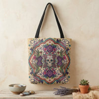 Calavera Azucarada Arte Folclórico Boho