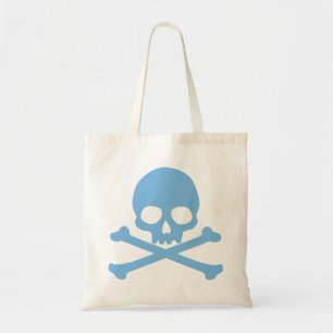 Bolso De Tela Calavera azul simple y huesos cruzados