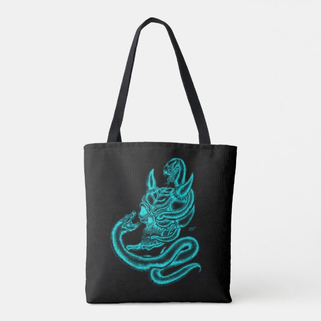 Bolso De Tela Calavera - Cabeza malvada con serpiente (Reverso)