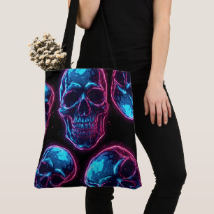 Bolso De Tela Calavera ciberpunk neón synthwave brillo gótico ju