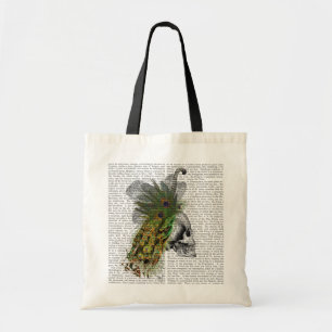 Bolso De Tela Calavera con cabeza de pluma