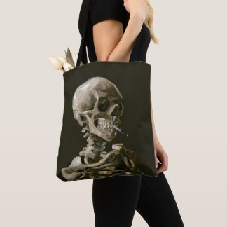 Bolso De Tela Calavera con cigarrillo encendido de Vincent van G