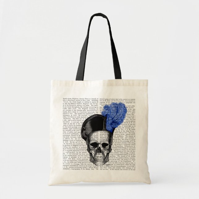 Bolso De Tela Calavera con Gorra azul (Frente)