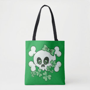 Bolso De Tela Calavera cutánea con chispa de porcelana