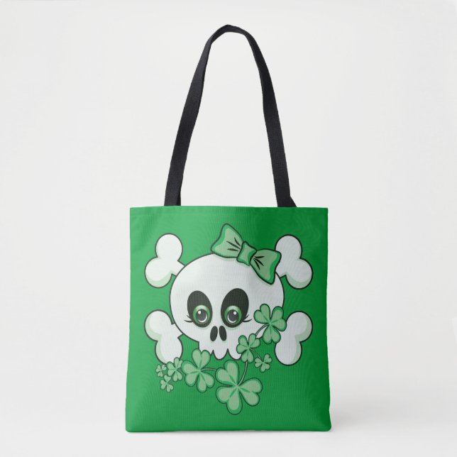 Bolso De Tela Calavera cutánea con chispa de porcelana (Anverso)