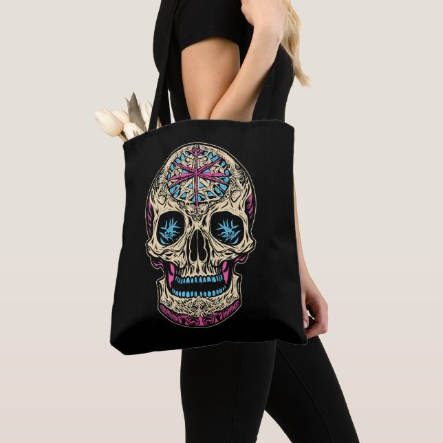 Bolso De Tela Calavera de azúcar de Dia De Los Muertos (Detalle)