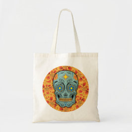 Bolso De Tela Calavera de azúcar (Día de los Muertos) (Azul)