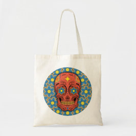Bolso De Tela Calavera de azúcar (Día de los Muertos) (Rojo)
