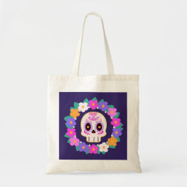 Bolso De Tela Calavera de azúcar floral